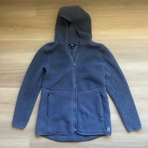 Fila Sport Navy Blue Full Zip Sherpa Hooded Jacket - Women's Medium